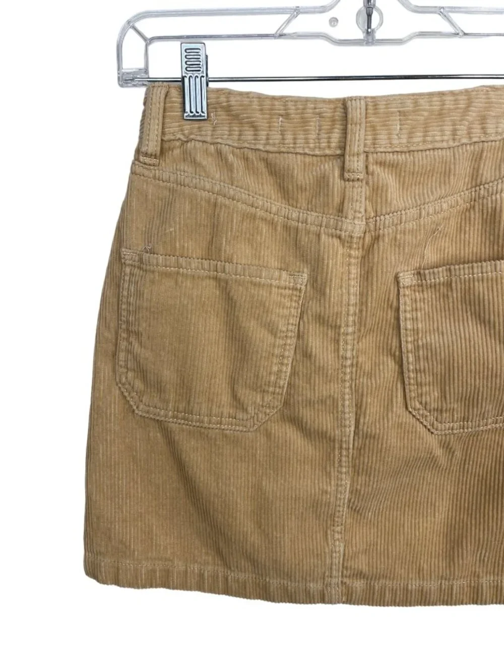 Hollister Corduroy Mini Skirt Womens 0 Tan High Rise Zip Front Pockets